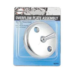 DANCO Bath Tub Overflow Plate with Trip Lever, Chrome, 1-Pack (80991), 2 Inches