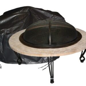 Fire Sense 02126 Outdoor Round Fire Pit Cover for Fire Sense Patio Heaters Heavy Duty 10 Gauge Felt Lined Water & Weather Resistant Fabric Ties - 42” x 42” - Large - Round