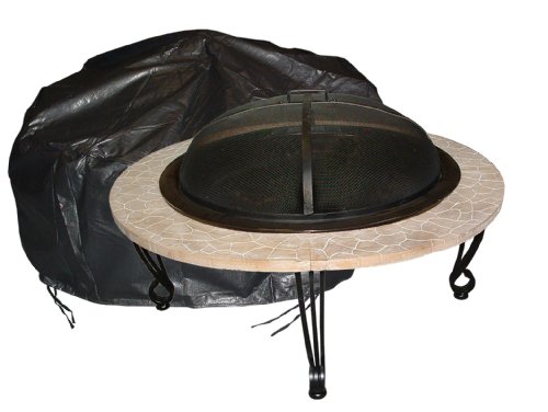 Fire Sense 02126 Outdoor Round Fire Pit Cover for Fire Sense Patio Heaters Heavy Duty 10 Gauge Felt Lined Water & Weather Resistant Fabric Ties - 42” x 42” - Large - Round