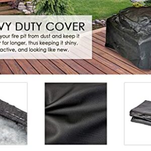 Fire Sense 02056 Outdoor Square Fire Pit Vinyl Cover Patio Heaters Heavy Duty 10 Gauge Felt Lined Water & Weather Resistant Fabric Ties - 38” x 38” - Square