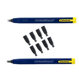 swanson tool co cp216 alwayssharp refillable mechanical carpenter pencil, two pack, with 8 more replacement black graphite tips