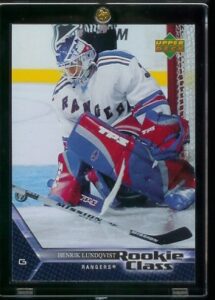 2005 06 upper deck henrik lundqvist rookie card #3 - new york rangers - shipped in protective display case!
