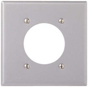 leviton 4934 2-gang flush mount 2.15 inch dia. device receptacle wallplate, standard size, steel, device mount, painted metal