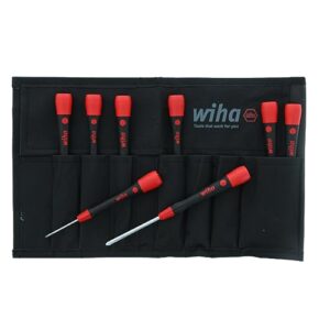 wiha 26193 slotted and phillips screwdriver set with soft picofinish handle, 8-piece