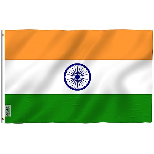 Anley Fly Breeze 3x5 Foot India Flag - Vivid Color and Fade proof - Canvas Header and Double Stitched - Indian National Flags Polyester with Brass Grommets 3 X 5 Ft