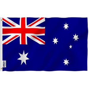 anley fly breeze 3x5 foot australia flag - vivid color and fade proof - canvas header and double stitched - australian national flags polyester with brass grommets 3 x 5 ft