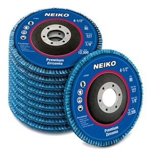 neiko 11116a 10 pack zirconia flap discs 4-1/2 for angle grinder, 40 grit flapper wheel, flat t27 grinding wheel 4.5 inch flap disc, 7/8" arbor grinding disc, flap wheel for wood & metal sanding