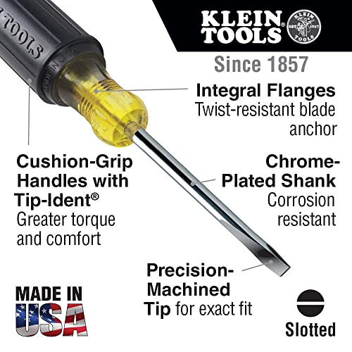 Klein Tools 602-10 Flathead Screwdriver with 3/8-Inch Keystone Tip, 10-Inch Heavy Duty Round Shank