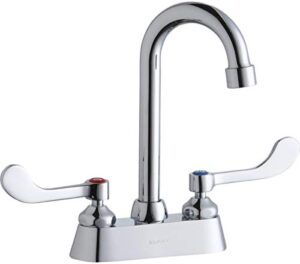 elkay lk406gn04t4 centerset exposed deck faucet with 4" gooseneck spout and 4" wristblade handles, chrome