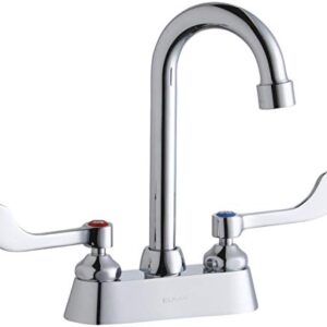 Elkay LK406GN04T4 Centerset Exposed Deck Faucet with 4" Gooseneck Spout and 4" Wristblade Handles, Chrome