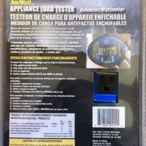 Reliance Controls Ammeter and Wattmeter THP103 AmWatt Appliance Load Tester/Plug, 1-Pack, Blue