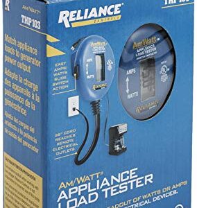 Reliance Controls Ammeter and Wattmeter THP103 AmWatt Appliance Load Tester/Plug, 1-Pack, Blue