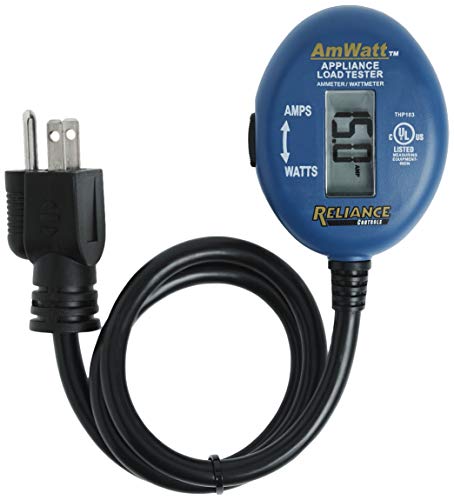 Reliance Controls Ammeter and Wattmeter THP103 AmWatt Appliance Load Tester/Plug, 1-Pack, Blue