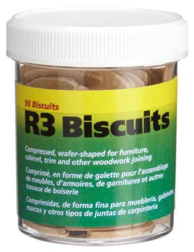 wolfcraft 2995404 Compressed Wafer Shaped Wood Joining Biscuits for Joining Wood Pieces, #R3, 90 Piece Jar