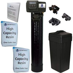 whole house water softener system - fleck 5600sxt digital meter with 64,000 grain - includes bypass valve & brine tank with safety float