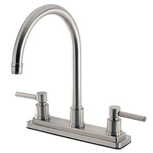 kingston brass ks8798dlls concord twin lever handles 8" kitchen faucet less sprayer, brushed nickel