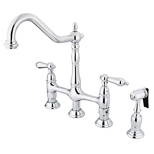 Kingston Brass KS1271ALBS Heritage Bridge Kitchen Faucet, 8-9/16", Polished Chrome