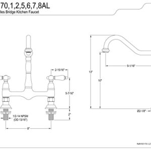 Kingston Brass KS1178AL Heritage 8-Inch Kitchen Faucet Without Sprayer, Brushed Nickel