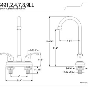 Kingston Brass KB6498LL Legacy 4-Inch Center Bar Faucet, 4-3/4-Inch, Brushed Nickel