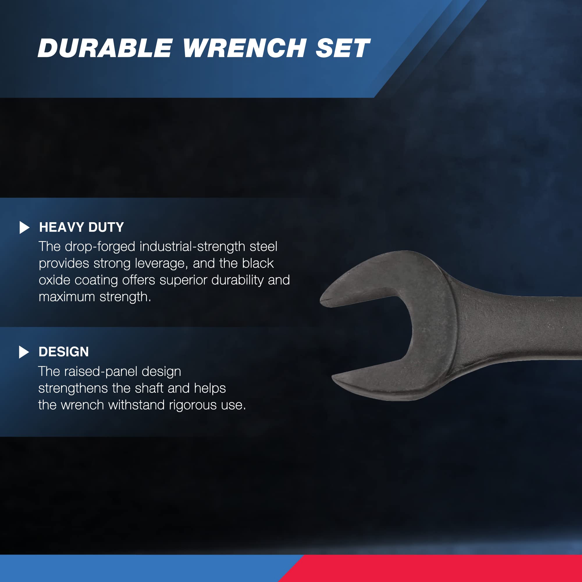 Neiko 03575A Jumbo Combination Wrench Set | 16 Piece | MM | 6 mm to 32 mm | Raised Panel Construction