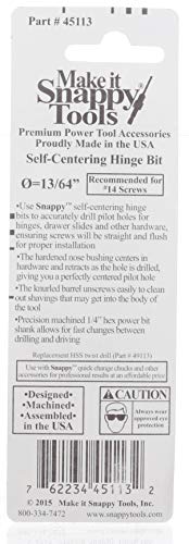 Snappy Tools 13/64 Inch Self-Centering Hinge Bit #45113