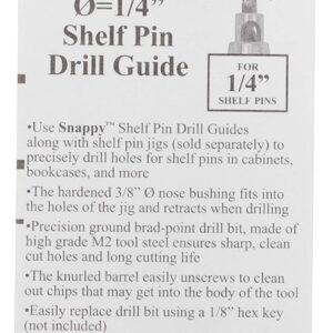 Snappy Tools Shelf Pin Bit, 1/4"