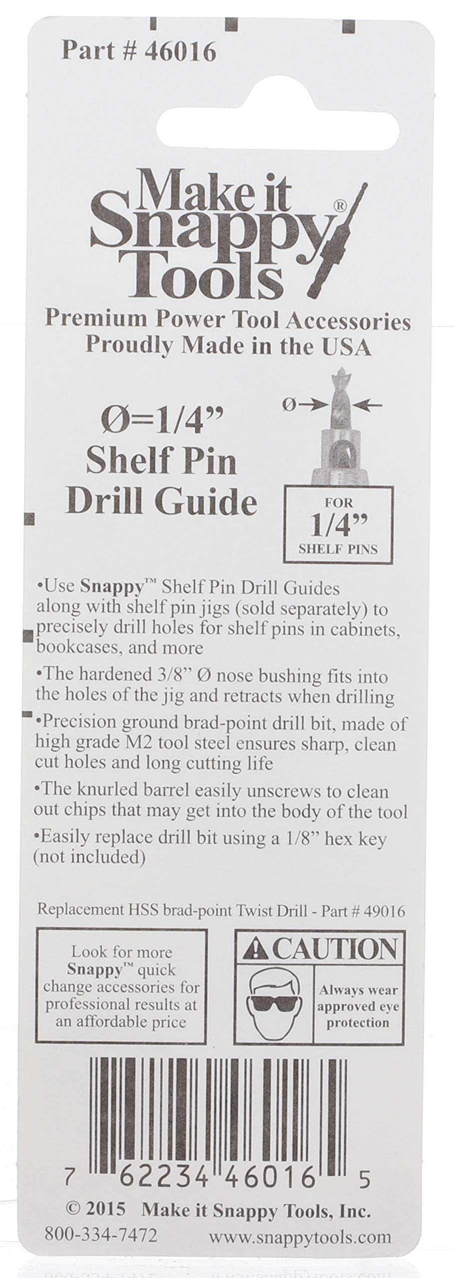 Snappy Tools Shelf Pin Bit, 1/4"