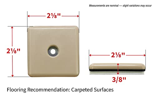Shepherd Hardware 9244 2-1/8-Inch Square, Adhesive Slide Glide Furniture Sliders, 4-Pack , Beige