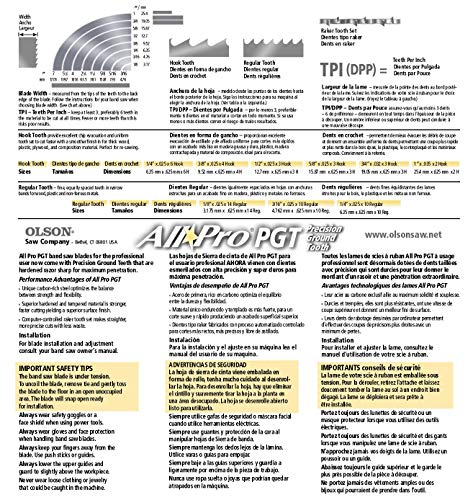 OLSON SAW APG72672 AllPro PGT Band 3-TPI Hook Saw Blade, 1/2 by .025 by 72-1/2-Inch