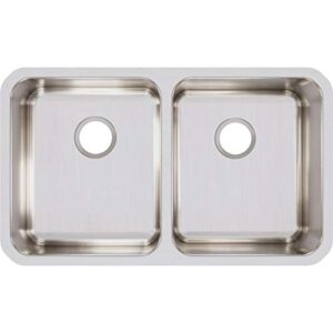 elkay lustertone eluh3118 equal double bowl undermount stainless steel kitchen sink