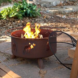 patina products f108, 30 inch moose & trees fire pit