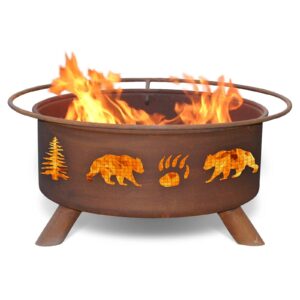 patina products f107, 30 inch bear & trees fire pit