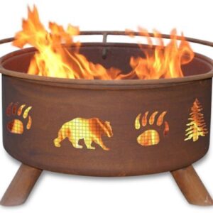 Patina Products F107, 30 Inch Bear & Trees Fire Pit