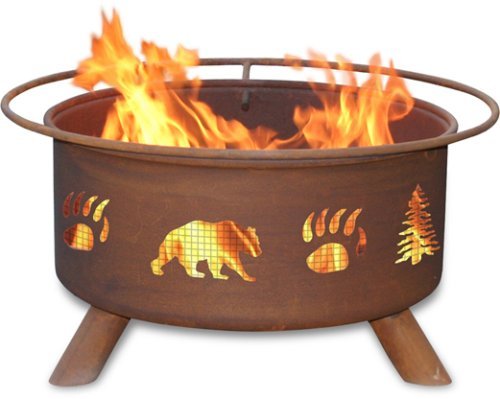 Patina Products F107, 30 Inch Bear & Trees Fire Pit