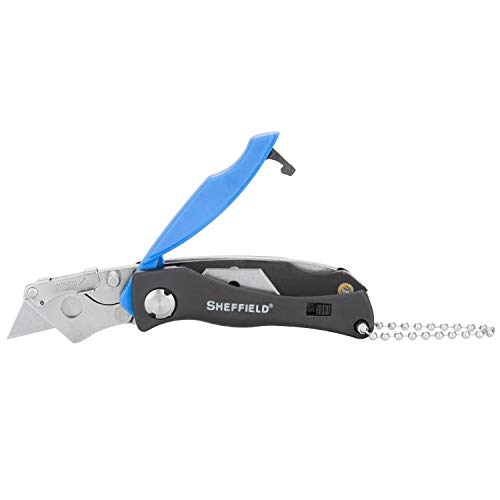 Sheffield 12125 Mini Quick Change Folding Utility Knife, Comes with 6 Mini Blades, Outdoor Knife, Key Chain Utility Knife, Lightweight Cardboard Cutter Tool