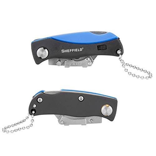 Sheffield 12125 Mini Quick Change Folding Utility Knife, Comes with 6 Mini Blades, Outdoor Knife, Key Chain Utility Knife, Lightweight Cardboard Cutter Tool