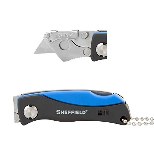 Sheffield 12125 Mini Quick Change Folding Utility Knife, Comes with 6 Mini Blades, Outdoor Knife, Key Chain Utility Knife, Lightweight Cardboard Cutter Tool