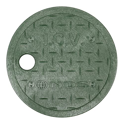 NDS 107BC 6 in. Valve Box and Cover, 9 in. Height, ICV Lettering, Black Box, Green Overlapping Cover, Black/Green