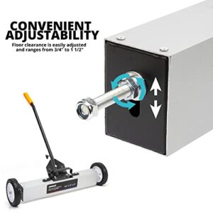 NEIKO 53416A 24” Rolling Magnetic Sweeper with Wheels, 30 Pound Capacity, Adjustable Handle & Floor Magnet Clearance Height, Metal Pick Up and Nail Magnet, Floor Sweeper for Construction, Shop, Etc.