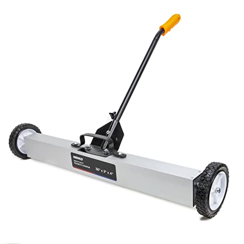 NEIKO 53418A 36-Inch Magnetic Pickup Sweeper with Wheels, Adjustable Handle, and Floor Magnet, Heavy-Duty Magnet to Pick Up Nails, 30-Pound Capacity