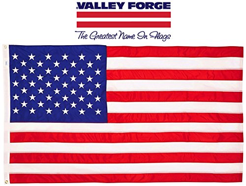 Valley Forge, American Flag, Cotton, 3' x 5', 100% Made in USA, Sewn Stripes, Embroirdered Stars, Heavy-Duty Brass Grommets