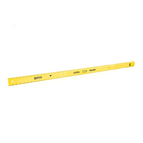 Mayes 10744 Polystyrene Level Rule, 48 Inch Leveler Tool, Straight Edge, Easy to Read Center Finding Measurements, With Plumb and Level Vials, Green