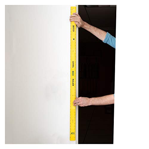 Mayes 10744 Polystyrene Level Rule, 48 Inch Leveler Tool, Straight Edge, Easy to Read Center Finding Measurements, With Plumb and Level Vials, Green