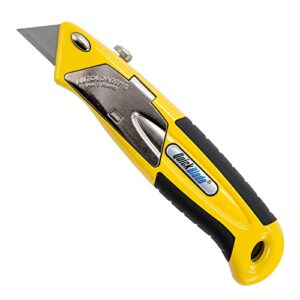 pacific handy cutter qba375 autoloading utility knife, automatic blade changing, with 5 additional blades , yellow