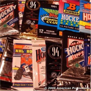 nhl hockey trading cards. collection of nhl hockey card set of 30 unopened assorted packs from different years and brands. includes autographed signed booklet of sports card mania.