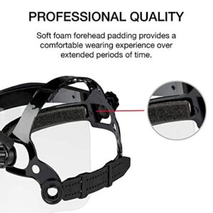 Neiko 53819A Safety Face Shield with Clear Polycarbonate Visor, Adjustable Head Straps, Universal Fit, Protective Plastic Full Face Shield Masks for Grinding, Isolation, and Weed Whacking
