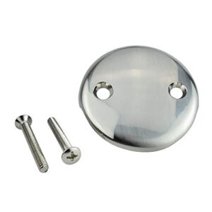 plumb pak k826-11dsbn universal bathtub drain two hole overflow face plate with screws, pack of 1, brushed nickel