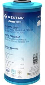 pentair omnifilter ro6 carbon water filter, 10-inch, whole house heavy duty kdf and granular carbon iron reduction replacement cartridge, 10" x 4.5", 5 micron, blue