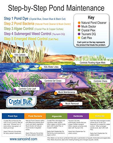 Crystal Plex - Lake and Pond Algaecide Treatment - Liquid Copper Algaecide Kills and Prevents Various Types of Algae (Planktonic, Filamentous, Chara) - 1 Gallon Treats up to 1 Acre