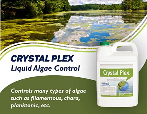 Crystal Plex - Lake and Pond Algaecide Treatment - Liquid Copper Algaecide Kills and Prevents Various Types of Algae (Planktonic, Filamentous, Chara) - 1 Gallon Treats up to 1 Acre